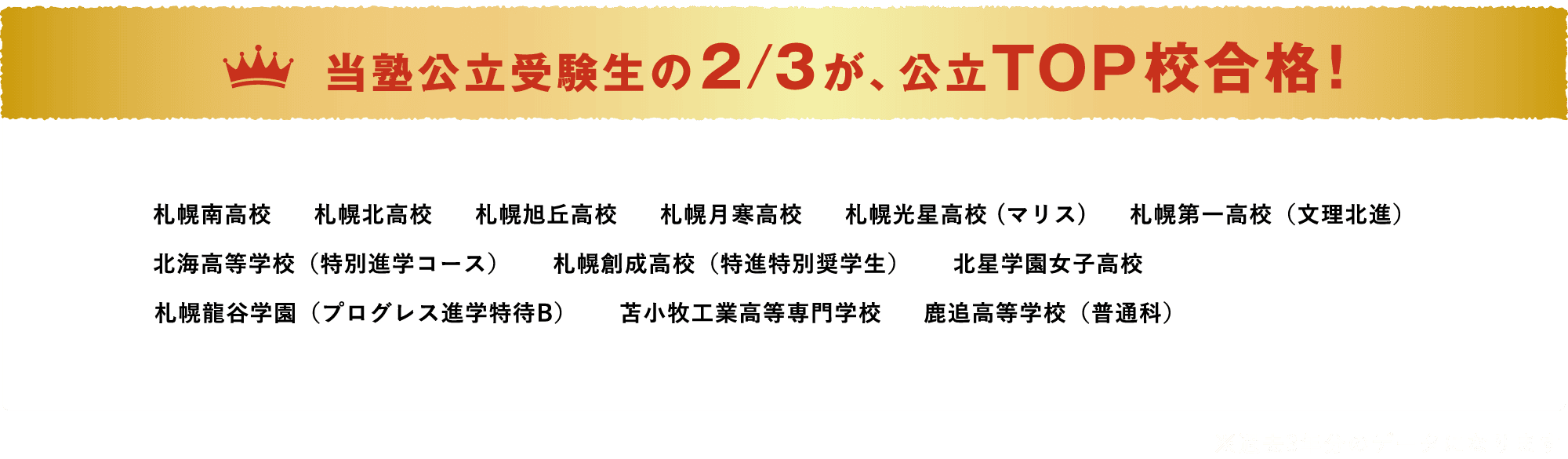 当塾公立受験生の2/3が、公立TOP校合格!